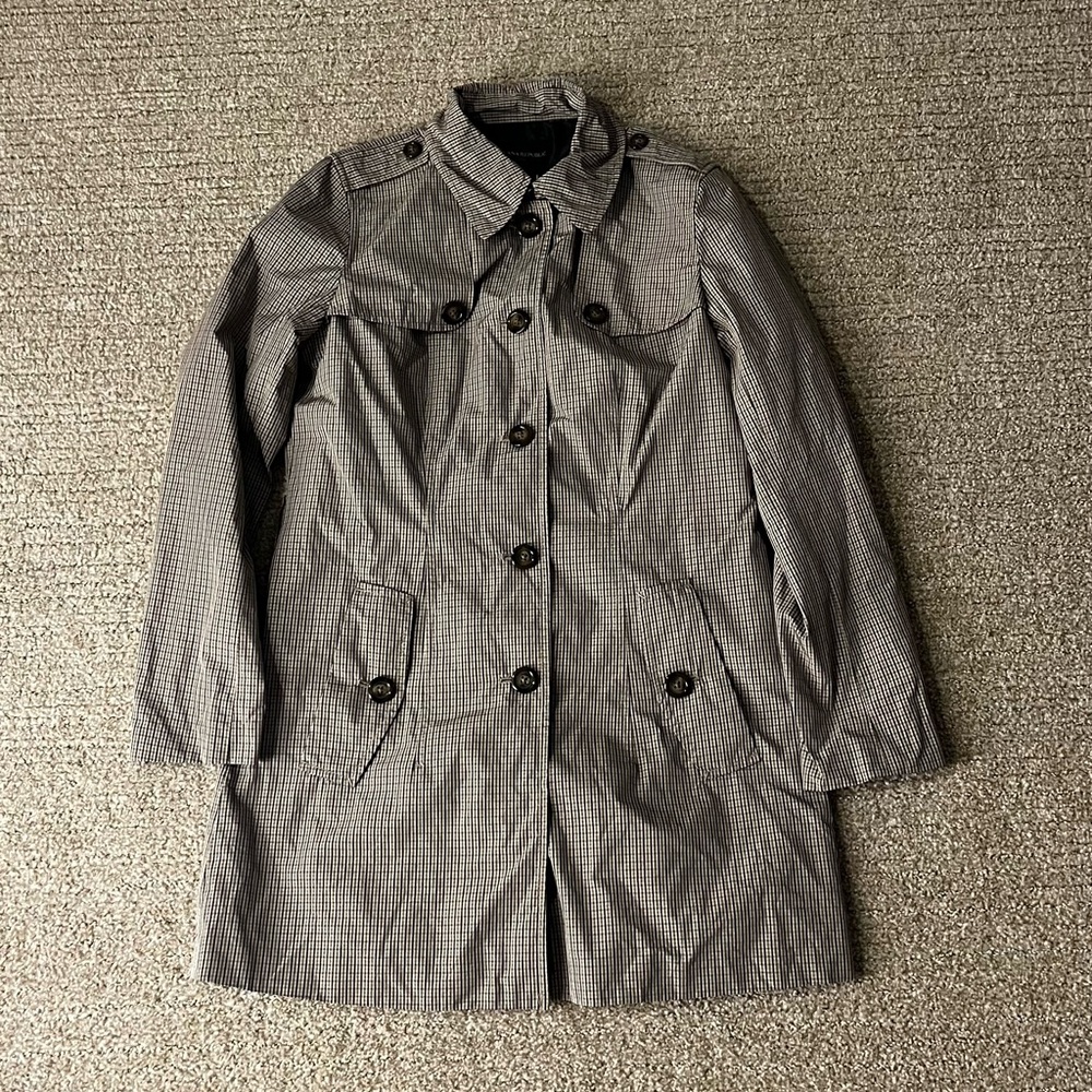 Banana Republic Gray Pinstripe Trench Coat